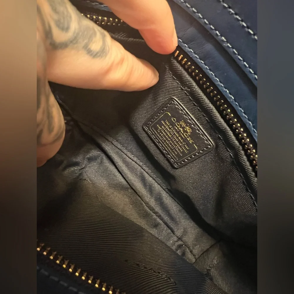 Coach Swagger Exotic Python Snake Skin Blue and Black Crossbody Wristlet